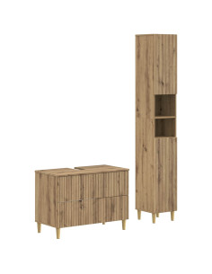 Set di Armadi da Bagno da 2 Pezzi ARNHEM Rovere Artigianale