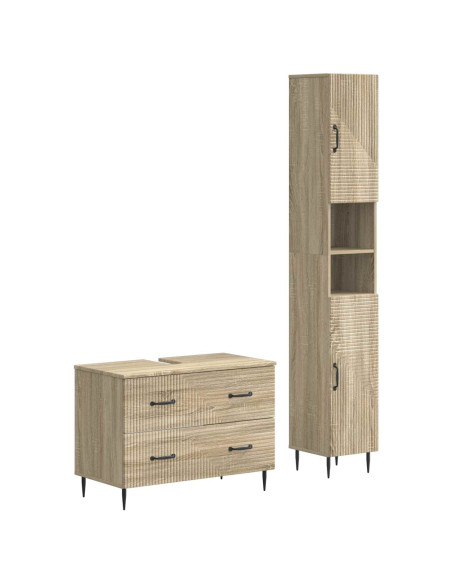 Set di Armadi da Bagno da 2 Pezzi HAARLEM Rovere Sonoma