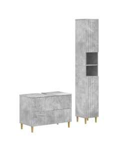 Set di Armadi da Bagno da 2 Pezzi ARNHEM Grigio Cemento