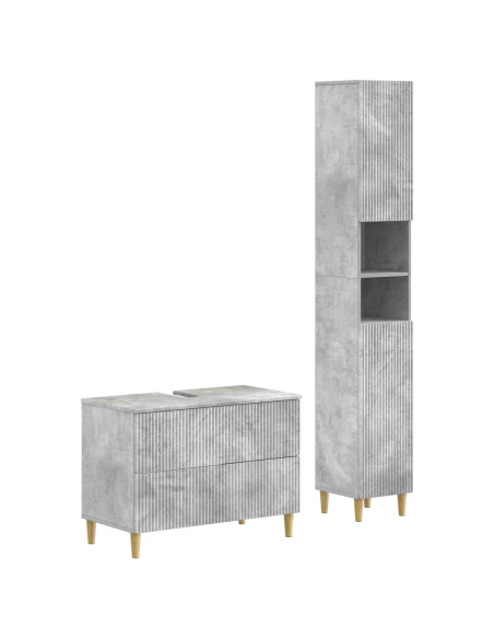 Set di Armadi da Bagno da 2 Pezzi ARNHEM Grigio Cemento