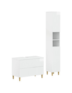 Set di Armadi da Bagno da 2 Pezzi ARNHEM Bianco Lucido