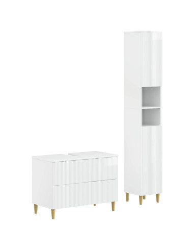 Set di Armadi da Bagno da 2 Pezzi ARNHEM Bianco Lucido
