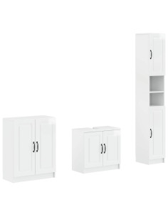 Set di armadietti da bagno in 3 pezzi UTRECHT Bianco Lucido