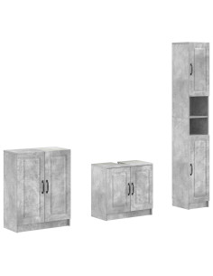 Set di armadietti da bagno in 3 pezzi UTRECHT Grigio Cemento