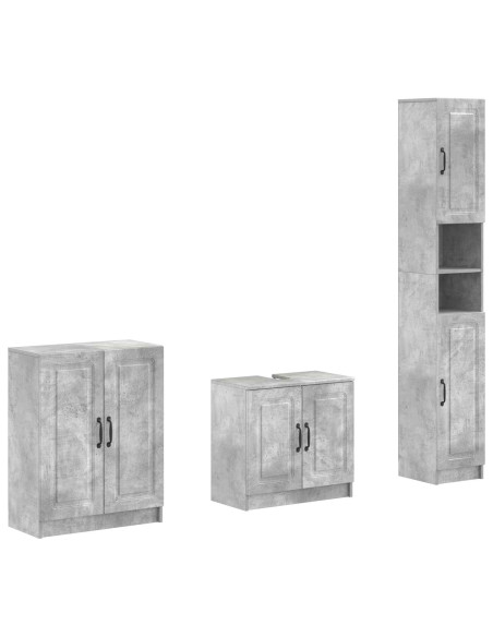 Set di armadietti da bagno in 3 pezzi UTRECHT Grigio Cemento