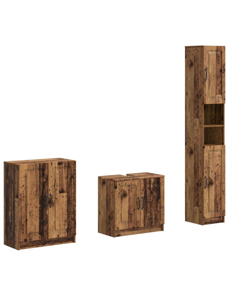 Set di armadietti da bagno in 3 pezzi UTRECHT Legno antico