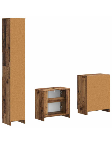 Set di armadietti da bagno in 3 pezzi UTRECHT Legno antico