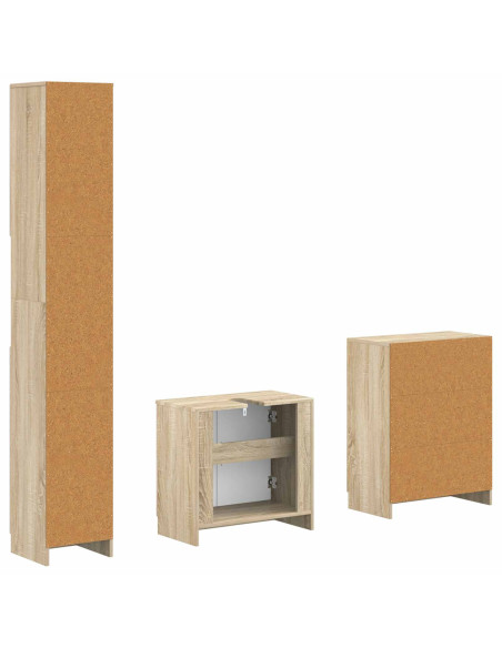 Set di armadietti da bagno in 3 pezzi UTRECHT Rovere Sonoma