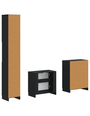Set di armadietti da bagno in 3 pezzi UTRECHT Nero