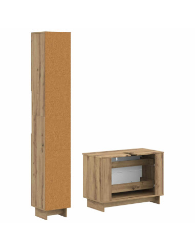 Set di Armadi da Bagno da 2 Pezzi EDE Rovere Artigianale