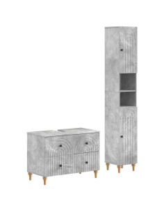 Set di Armadi da Bagno da 2 Pezzi ALKMAAR Grigio Cemento