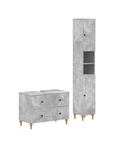 Set di Armadi da Bagno da 2 Pezzi ALKMAAR Grigio Cemento