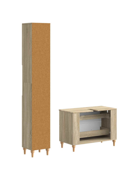 Set di Armadi da Bagno da 2 Pezzi ALKMAAR Rovere Sonoma