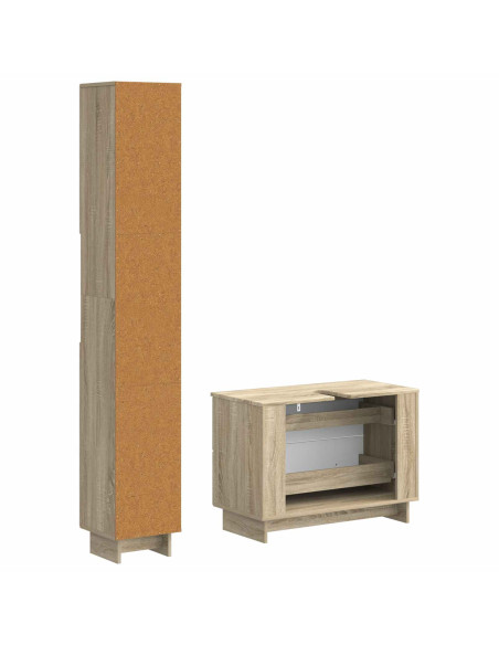 Set di Armadi da Bagno da 2 Pezzi EDE Rovere Sonoma