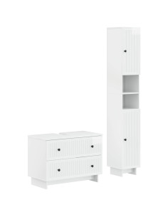 Set di Armadi da Bagno da 2 Pezzi EDE Bianco Lucido