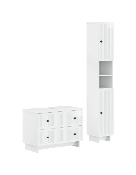 Set di Armadi da Bagno da 2 Pezzi EDE Bianco Lucido