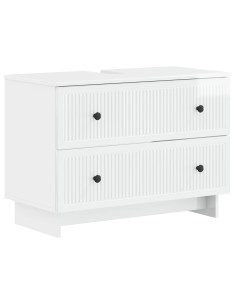 Set di Armadi da Bagno da 2 Pezzi EDE Bianco Lucido 2