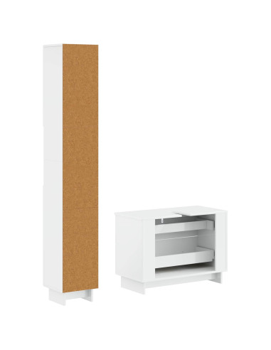 Set di Armadi da Bagno da 2 Pezzi EDE Bianco Lucido