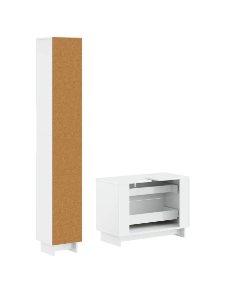 Set di Armadi da Bagno da 2 Pezzi EDE Bianco Lucido