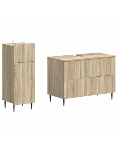 Set di Armadi da Bagno da 2 Pezzi ZWOLLE Rovere Sonoma