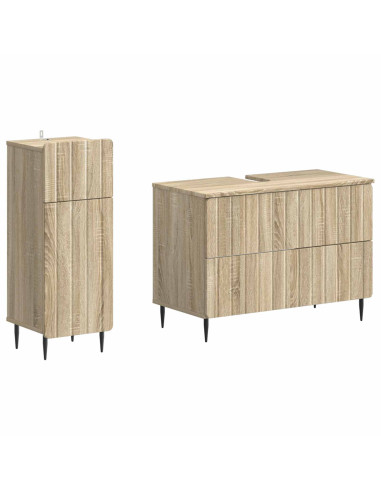 Set di Armadi da Bagno da 2 Pezzi ZWOLLE Rovere Sonoma