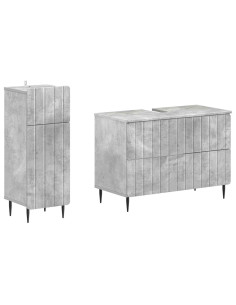 Set di Armadi da Bagno da 2 Pezzi ZWOLLE Grigio Cemento