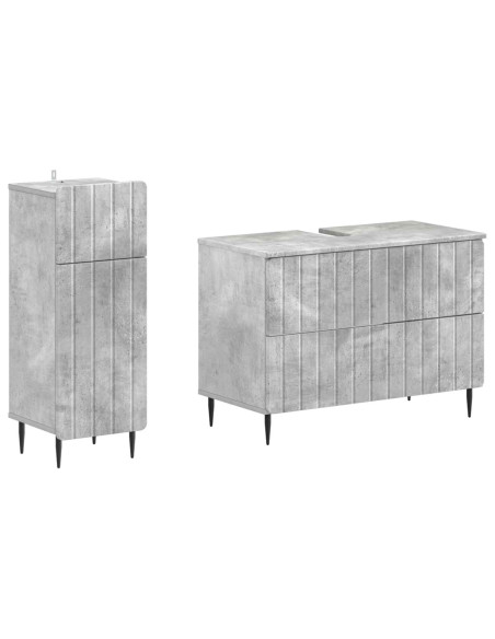 Set di Armadi da Bagno da 2 Pezzi ZWOLLE Grigio Cemento