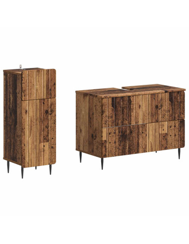 Set di Armadi da Bagno da 2 Pezzi ZWOLLE Legno antico