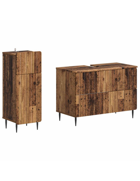 Set di Armadi da Bagno da 2 Pezzi ZWOLLE Legno antico