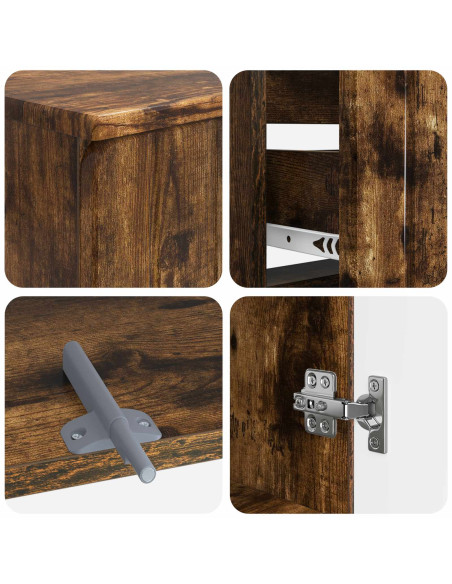 Set di Armadi da Bagno da 2 Pezzi ZWOLLE Rovere Fumo