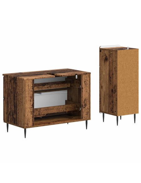 Set di Armadi da Bagno da 2 Pezzi ZWOLLE Legno antico