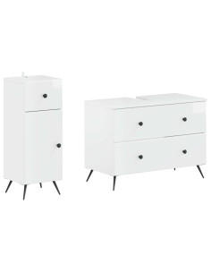 Set di Armadi da Bagno da 2 Pezzi BREDA Bianco Lucido