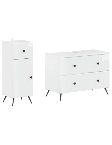 Set di Armadi da Bagno da 2 Pezzi BREDA Bianco Lucido