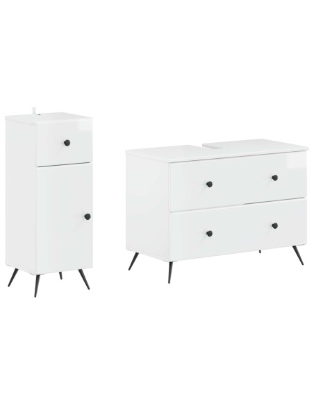 Set di Armadi da Bagno da 2 Pezzi BREDA Bianco Lucido