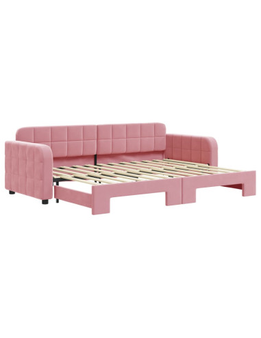 Divano Letto con Letto Estraibile Rosa 80x200 cm in Velluto