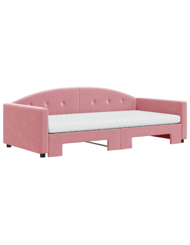 Divano Letto Estraibile con Materassi Rosa 100x200 cm Velluto