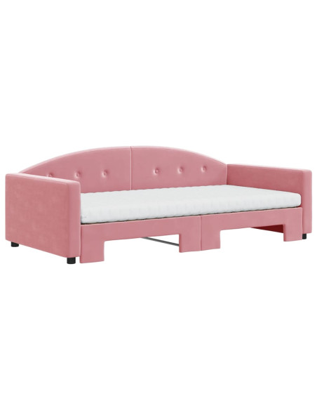 Divano Letto Estraibile con Materassi Rosa 100x200 cm Velluto