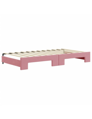 Divano Letto Estraibile con Materassi Rosa 100x200 cm Velluto