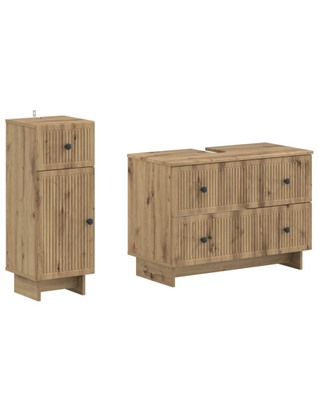 Set di Armadi da Bagno da 2 Pezzi EDE Rovere Artigianale