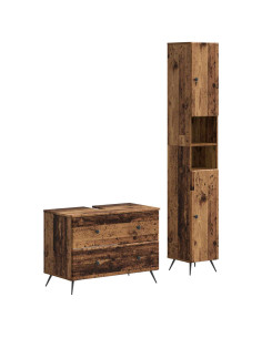 Set di Armadi da Bagno da 2 Pezzi BREDA Legno antico