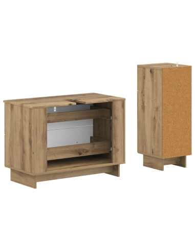 Set di Armadi da Bagno da 2 Pezzi EDE Rovere Artigianale