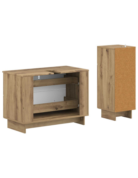 Set di Armadi da Bagno da 2 Pezzi EDE Rovere Artigianale