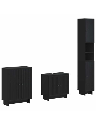 Set di armadietti da bagno in 3 pezzi EDE Nero