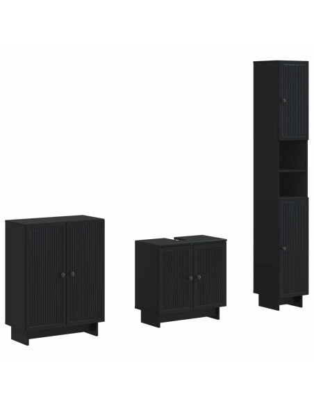Set di armadietti da bagno in 3 pezzi EDE Nero