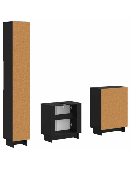 Set di armadietti da bagno in 3 pezzi EDE Nero