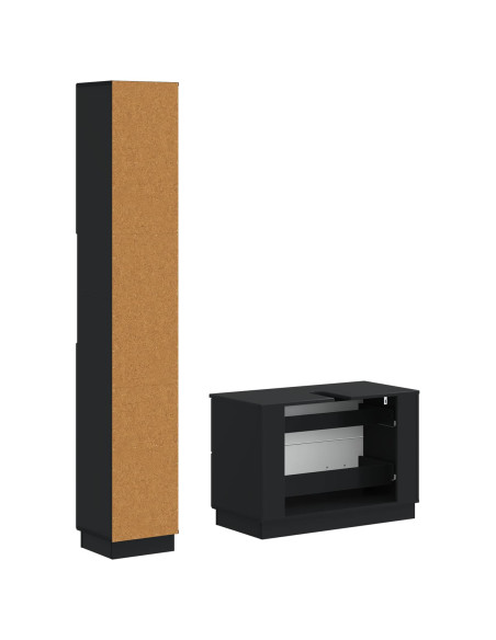 Set di Armadi da Bagno da 2 Pezzi HOORN Nero