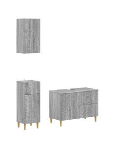 Set di armadietti da bagno in 3 pezzi DELFT Sonoma grigio