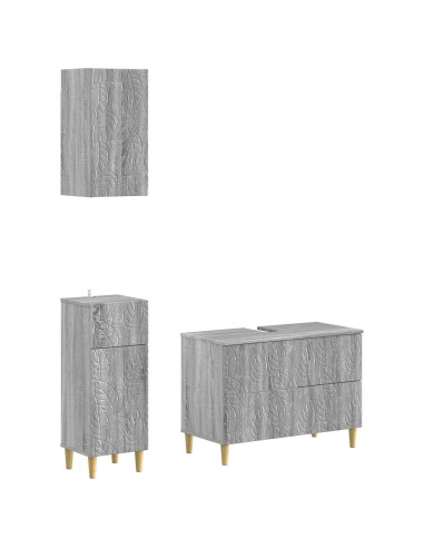 Set di armadietti da bagno in 3 pezzi DELFT Sonoma grigio
