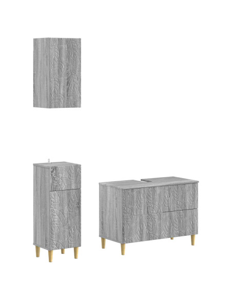 Set di armadietti da bagno in 3 pezzi DELFT Sonoma grigio