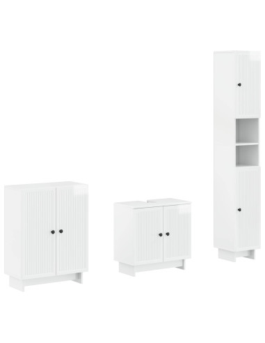 Set di armadietti da bagno in 3 pezzi EDE Bianco Lucido